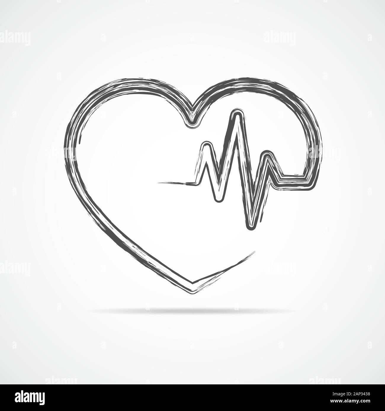 Gray heart icon with sign heartbeat. Vector illustration. Heart ...