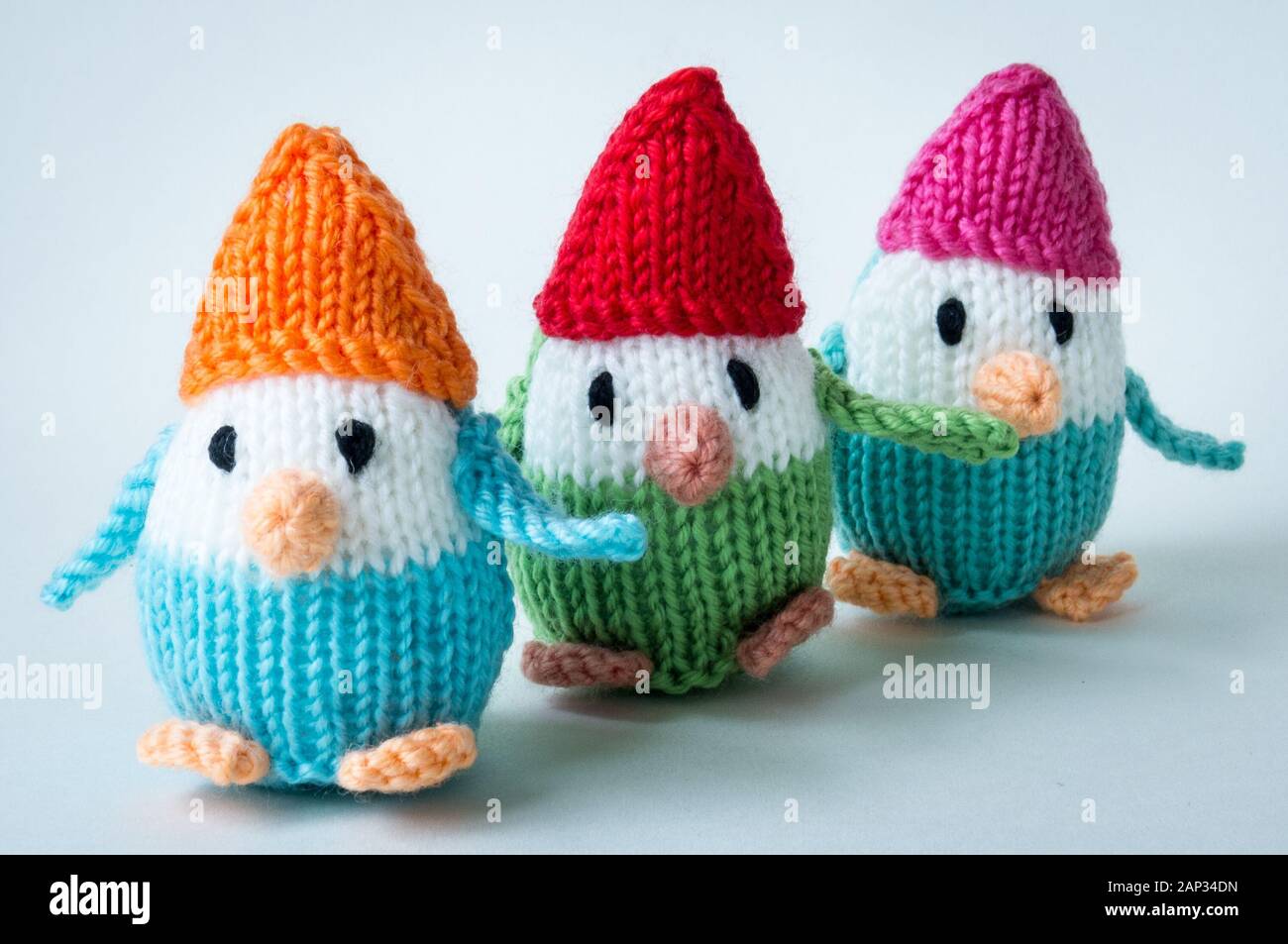 Knitted penguin toys Stock Photo