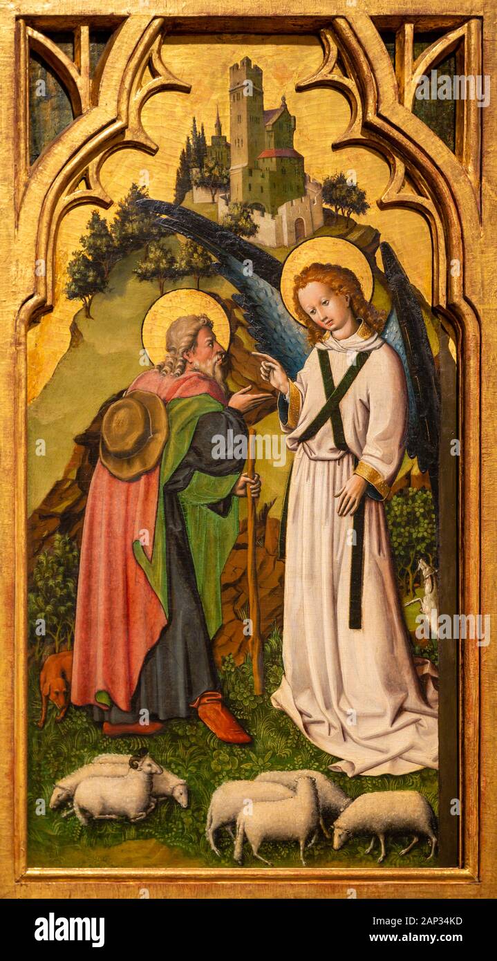 The Annunciation to Joachim. c. 1445. Painting on fir. By the Master of the Lichtenstein Castle. Stock Photo