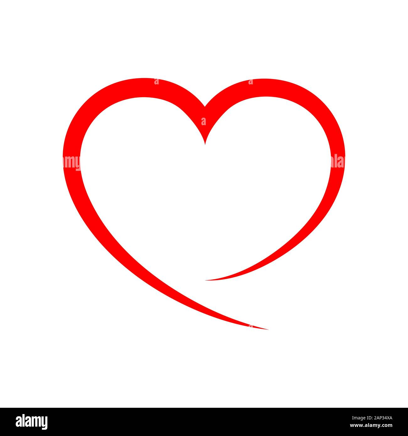 Abstract heart shape outline. Vector illustration. Red heart icon flat The heart as a symbol of love Stock Vector Image & Art - Alamy