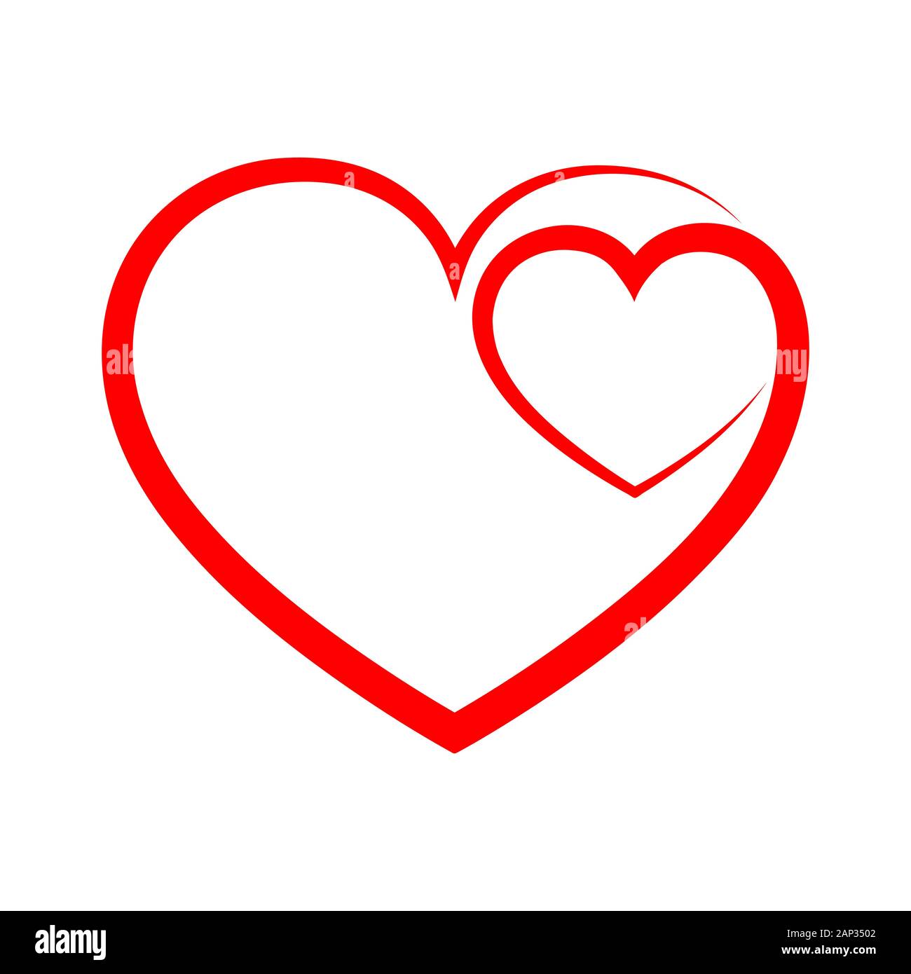 Abstract heart shape outline. Vector illustration. Red heart icon in flat style. The heart as a symbol of love. Stock Vector