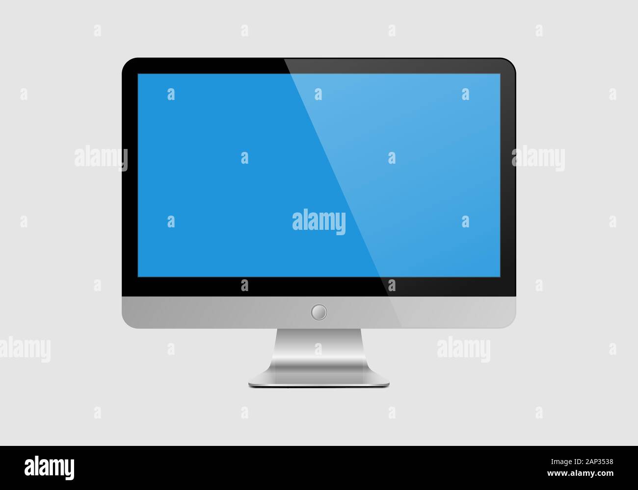 Computer monitor display isolated. Vector illustration. Blue TV screen