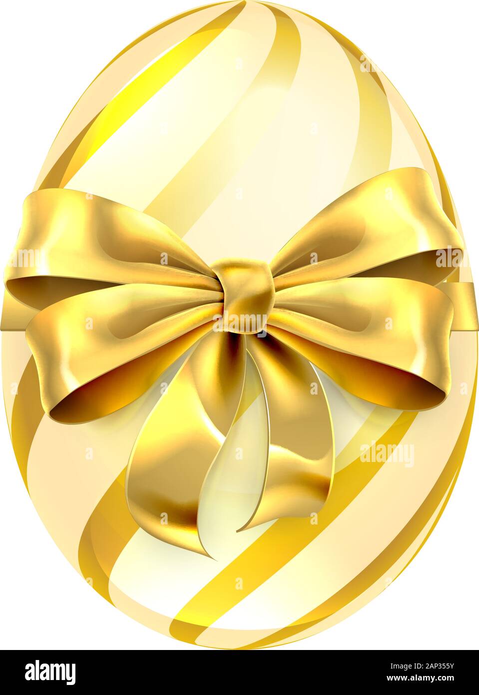 Easter Egg Gold Bow Ribbon Design Stock Vector