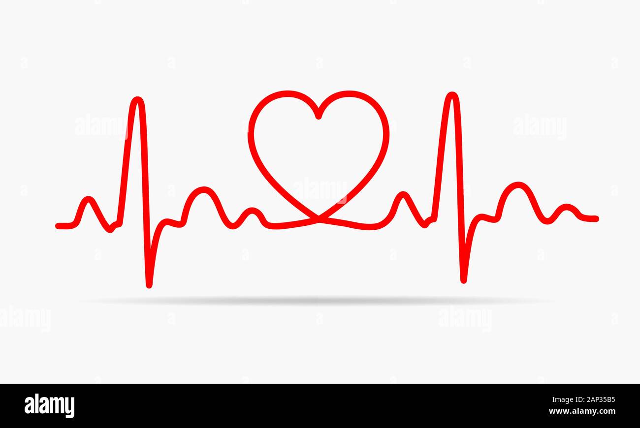 Red heart icon with sign heartbeat. Vector illustration. Heart ...