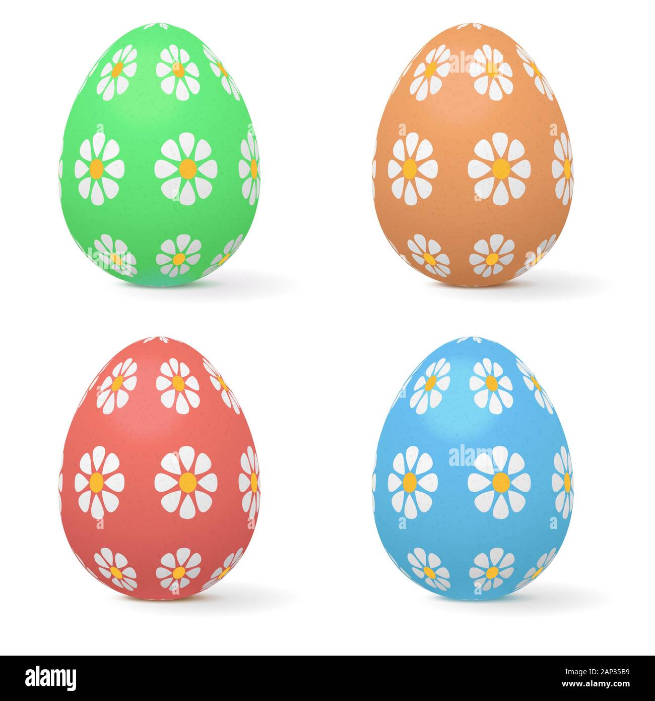 Easter eggs decorated with flowers Stock Vector