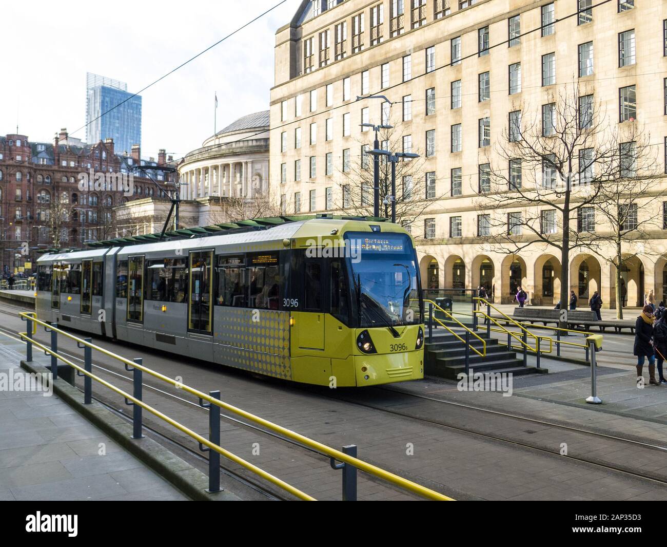 Metrolink tram at St Peter's Square, Manchester Stock Photo