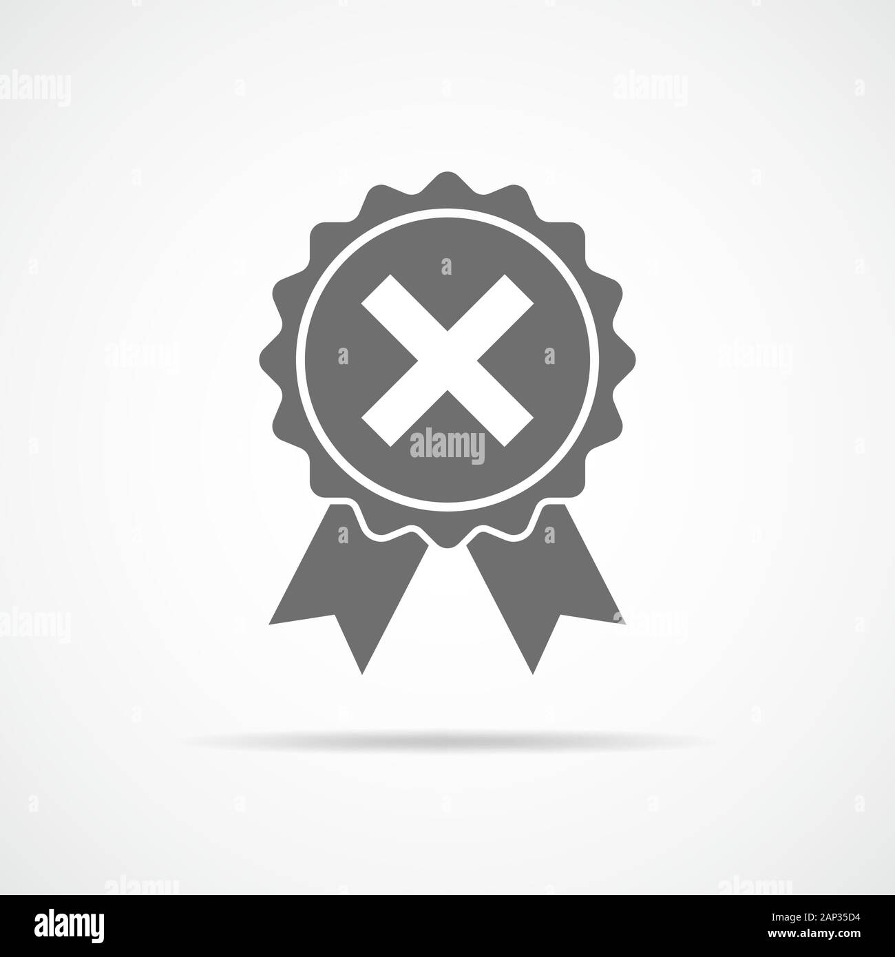 Gray reject icon in flat design. Cross mark on light background. Vector illustration. Stock Vector