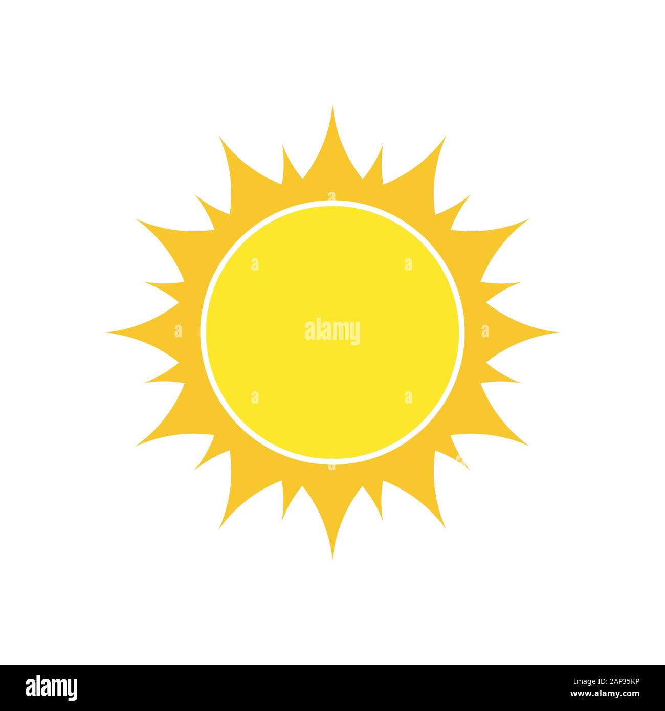 Yellow sun icon in flat design. Vector illustration. Symbol of the sun