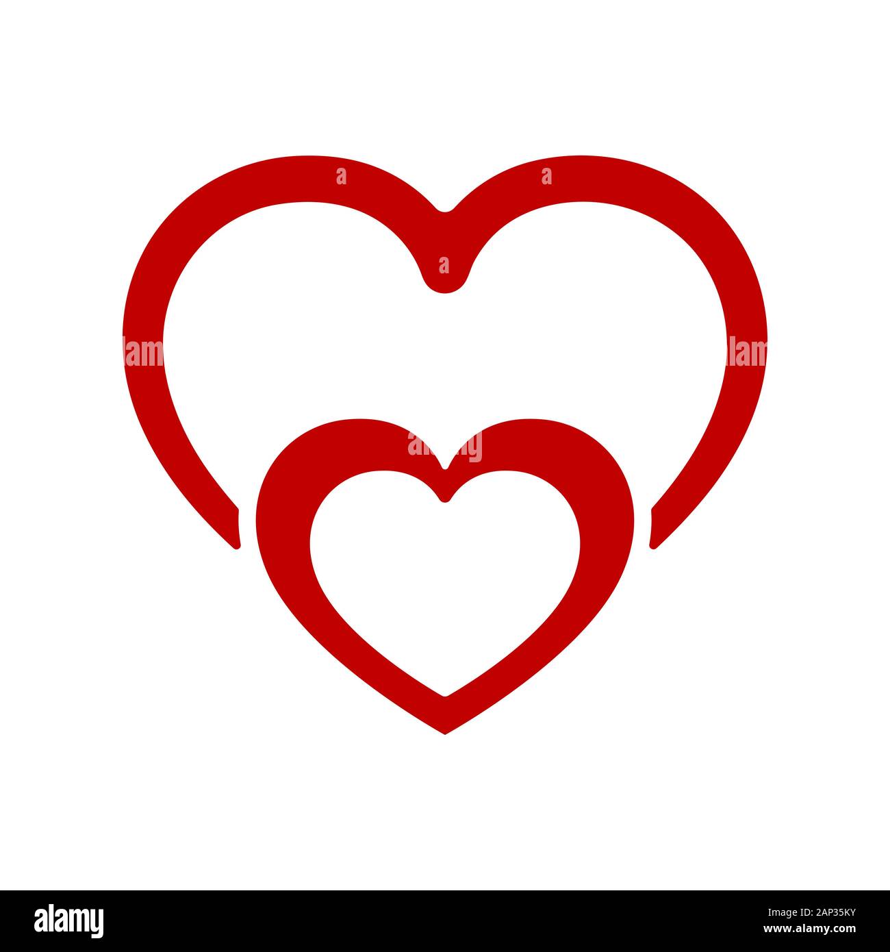 Abstract heart shape outline. Vector illustration. Red heart icon in flat style. The heart as a symbol of love. Stock Vector