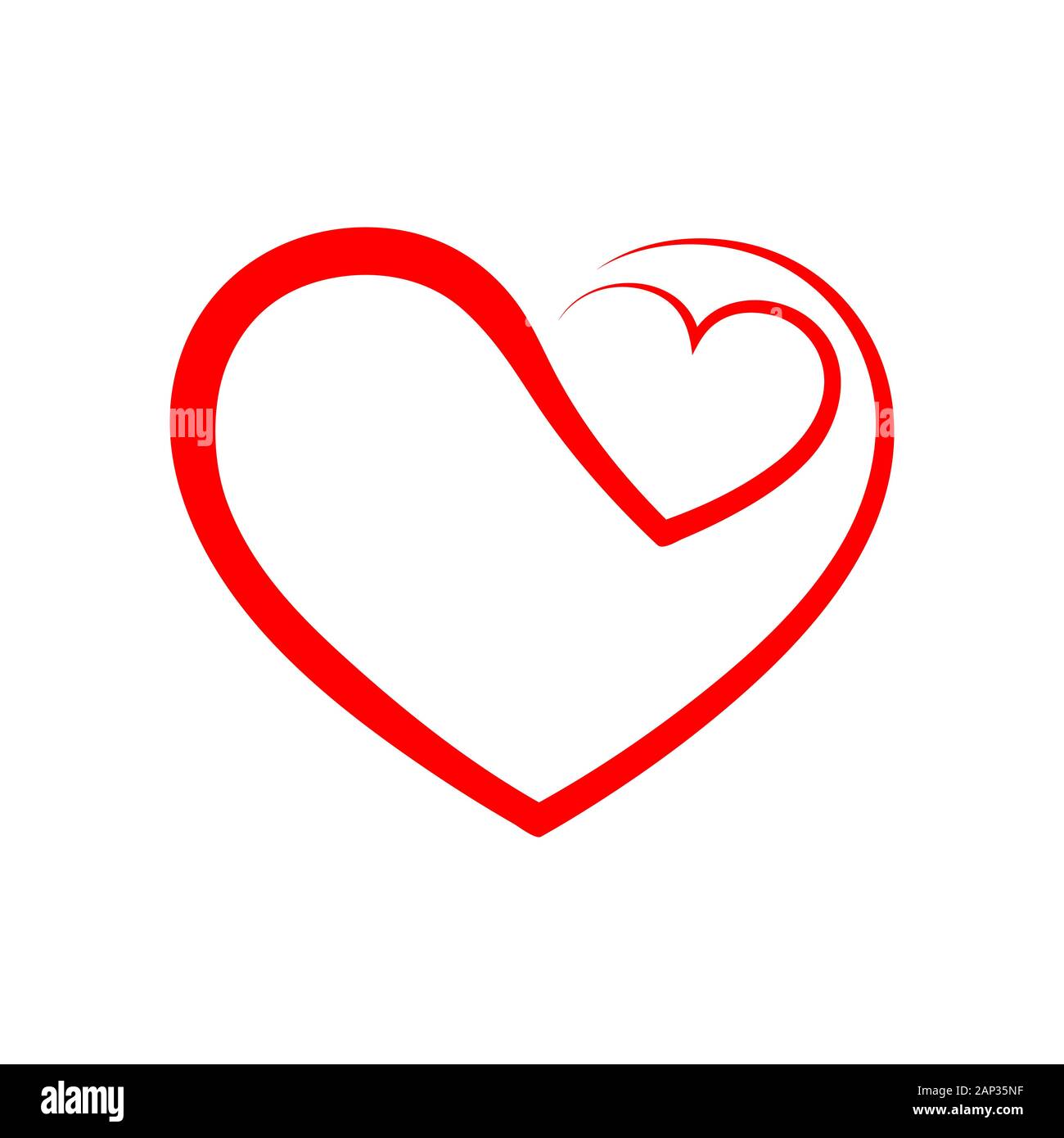 Abstract Heart Shape Outline Vector Illustration Red Heart Icon In Flat Style The Heart As A Symbol Of Love 2AP35NF 
