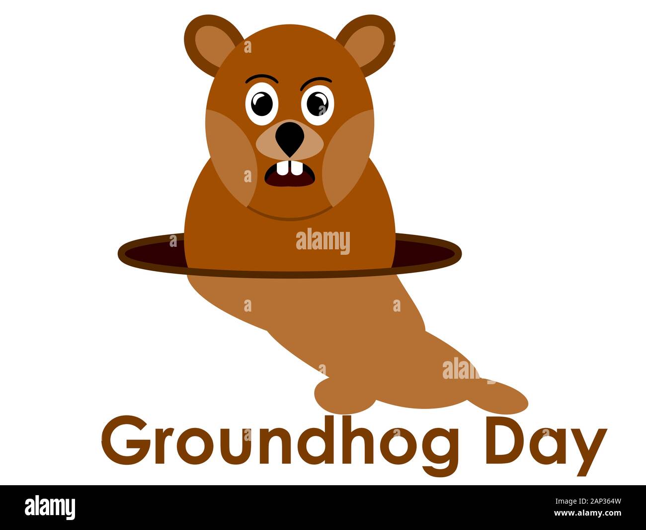 Groundhog Day. Predicts the arrival of spring. Groundhog with shadow