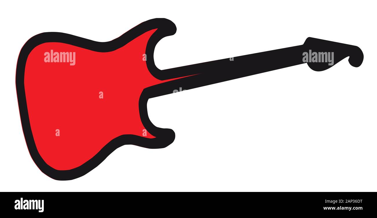 An original solid body electric guitar shape in silhouette with red inlay for copy Stock Vector