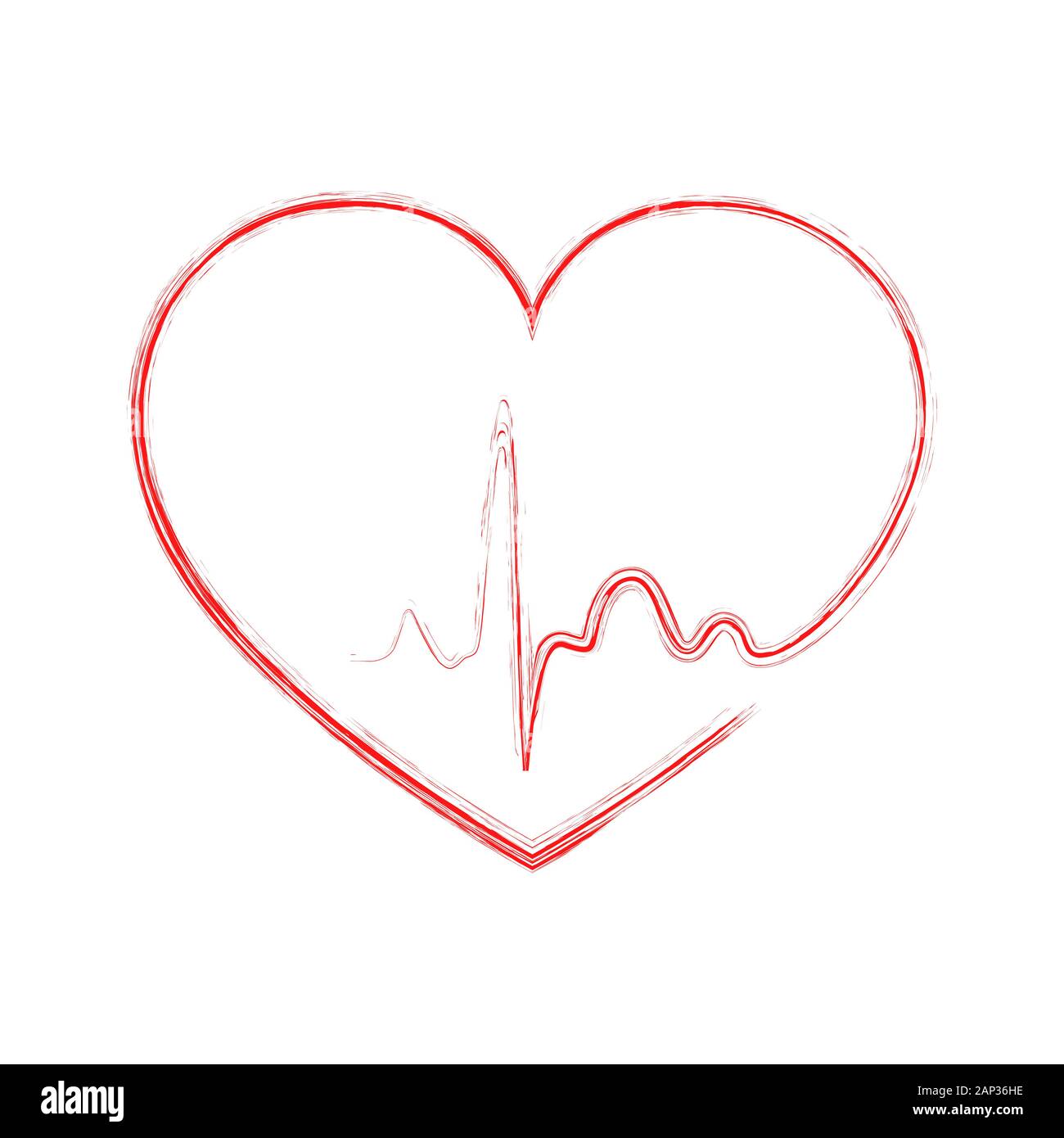 Red heart icon with sign heartbeat. Vector illustration. Heart sign in ...