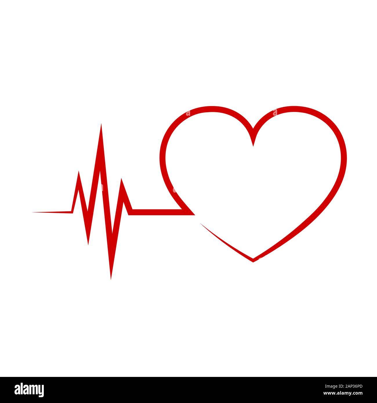 Red heart icon with sign heartbeat. Vector illustration. Heart sign in flat design. Stock Vector