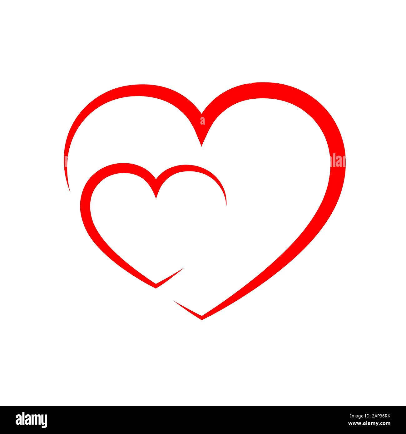 Abstract Hearts Shape Outline Vector Illustration Red Hearts Icon In 