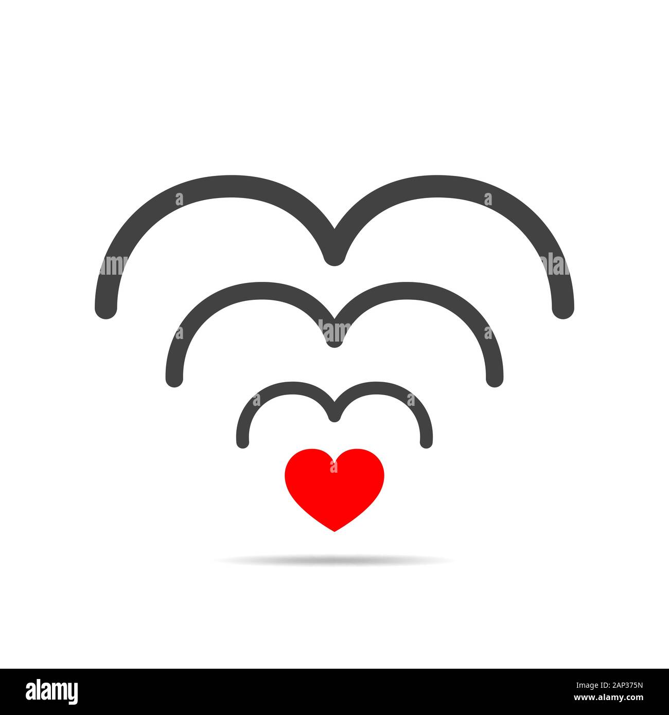 Wi-fi love symbol. Romantic Wi-Fi heart icon. Vector illustration. Wireless communication for lovers. Stock Vector