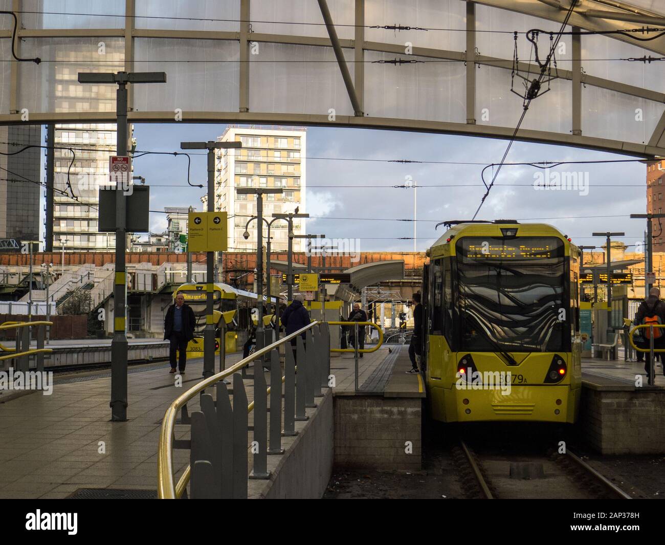 Metrolink tram at Victoria Station, Manchester Stock Photo