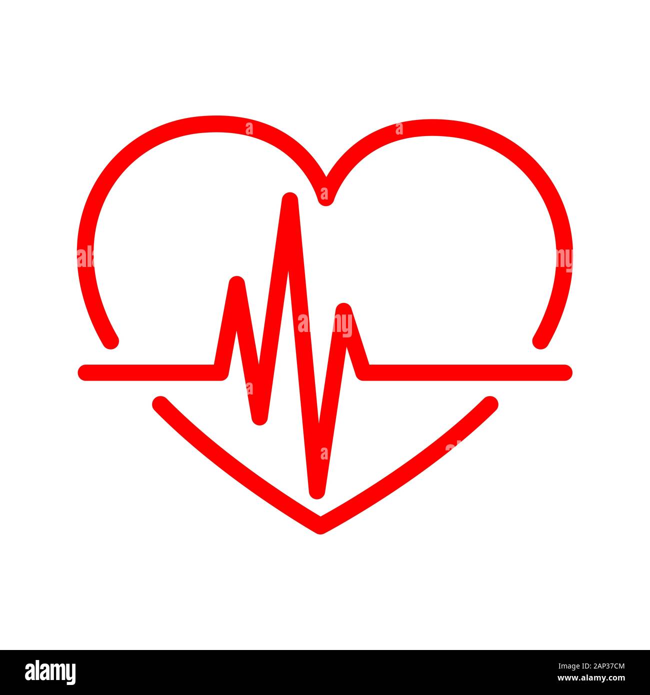 Red heart icon with sign heartbeat. Vector illustration. Heart sign in ...