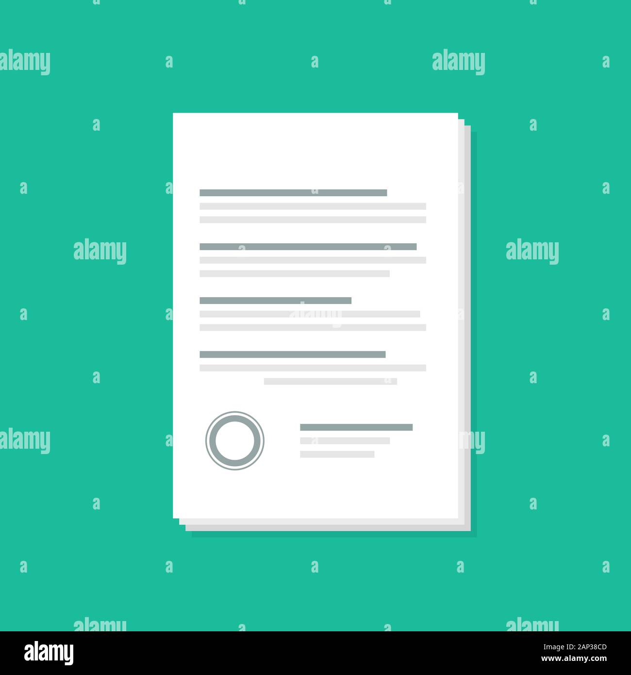 Documents icon with shadow flat style. Vector Stock Vector