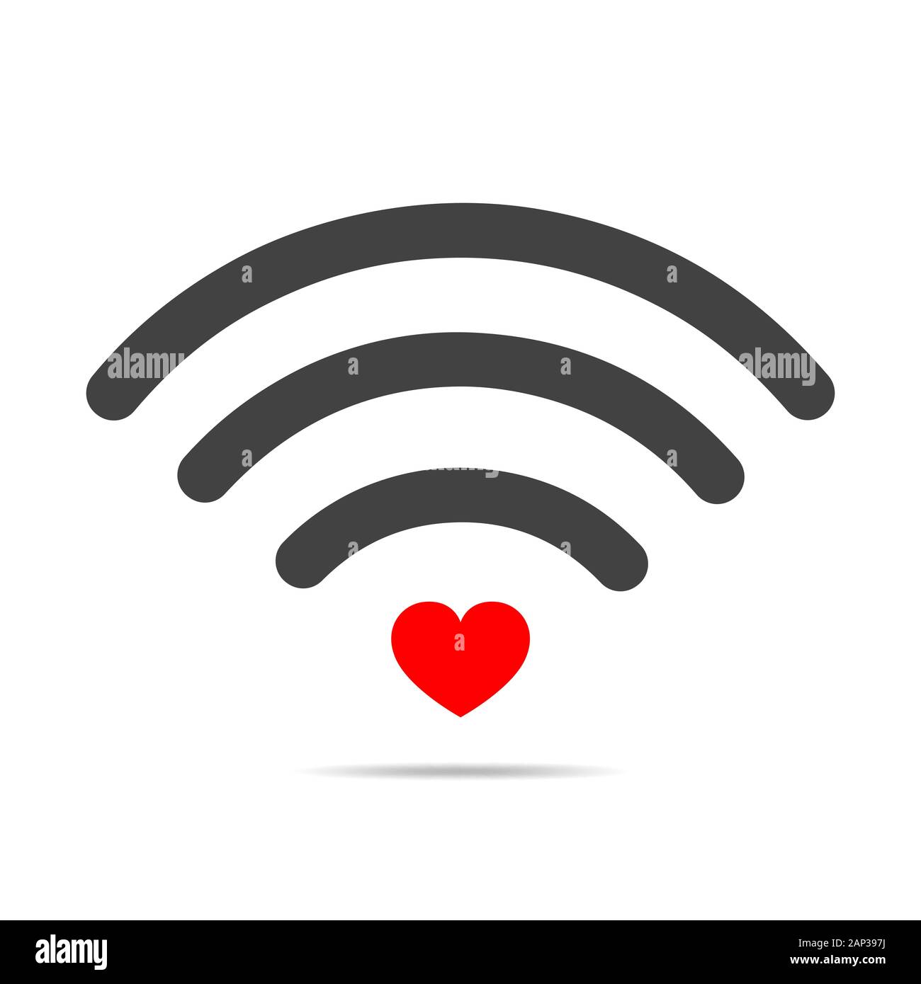 Wi-fi love symbol. Romantic Wi-Fi heart icon. Vector illustration. Wireless communication for lovers. Stock Vector