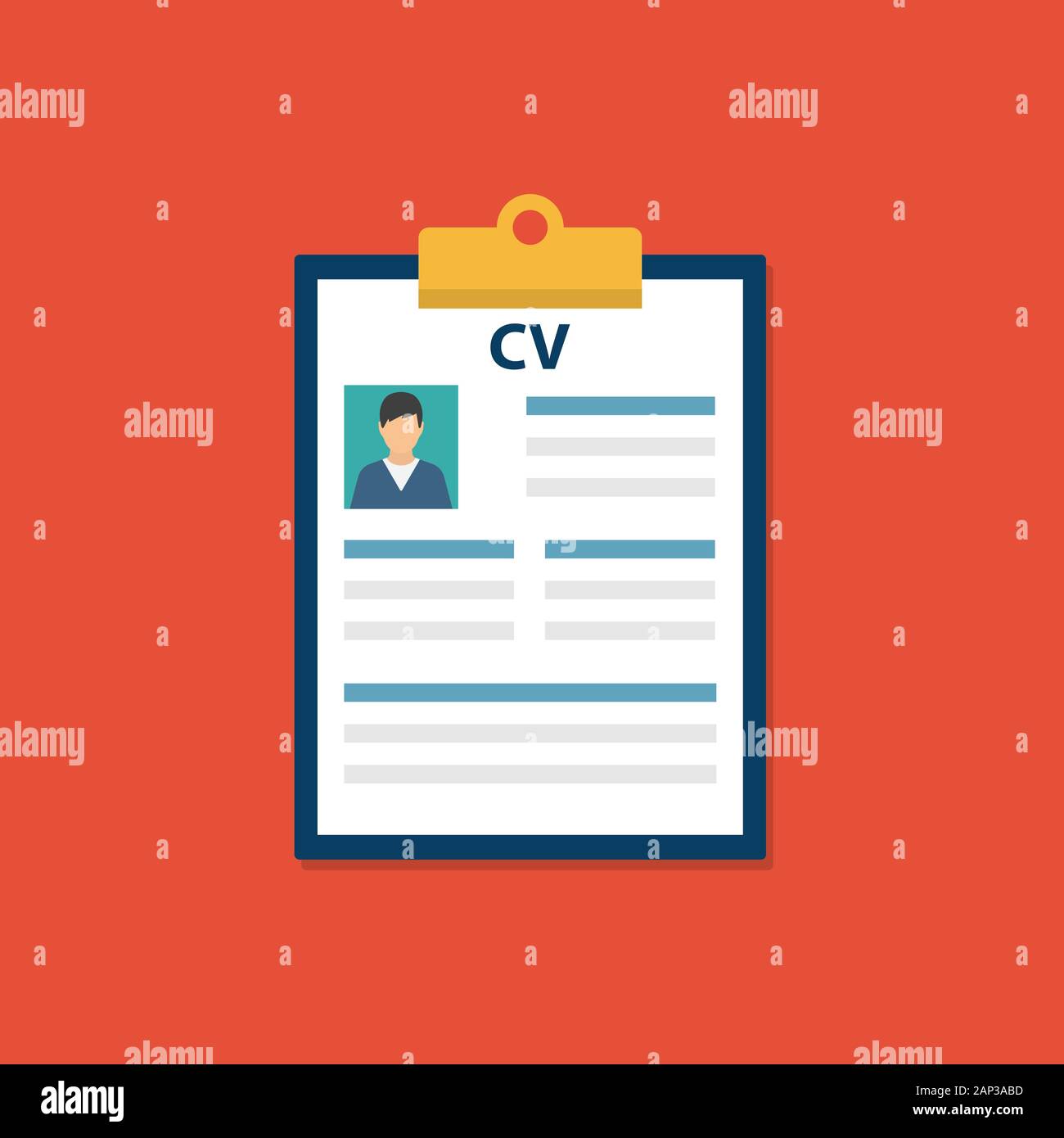 CV resume document flat style. Vector eps10 Stock Vector