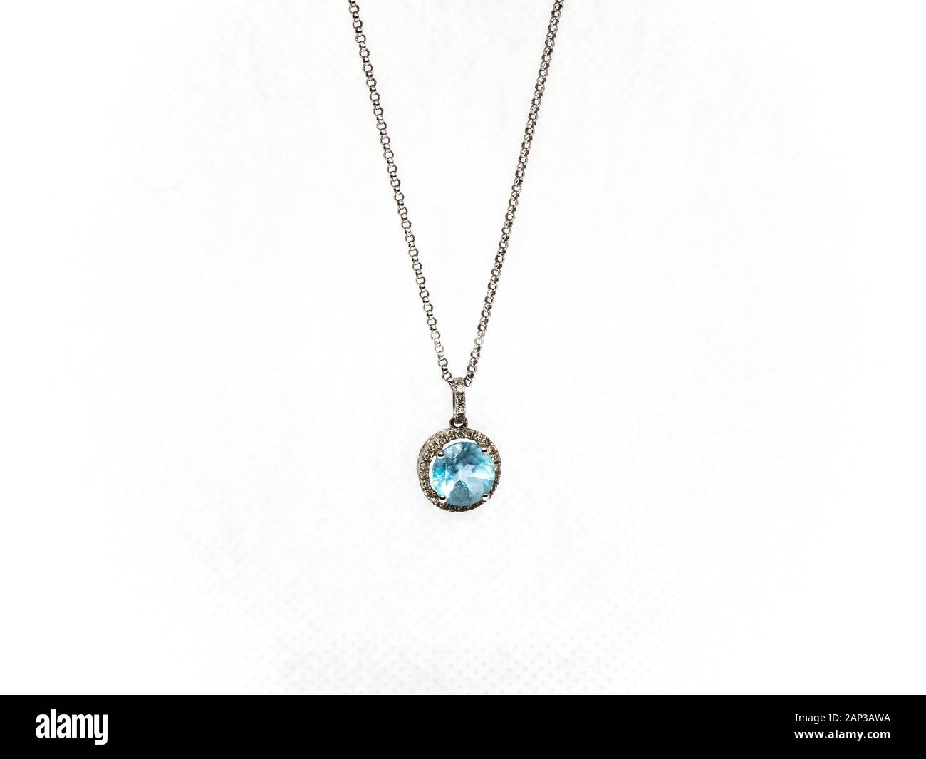 White gold chain with blue stone Stock 