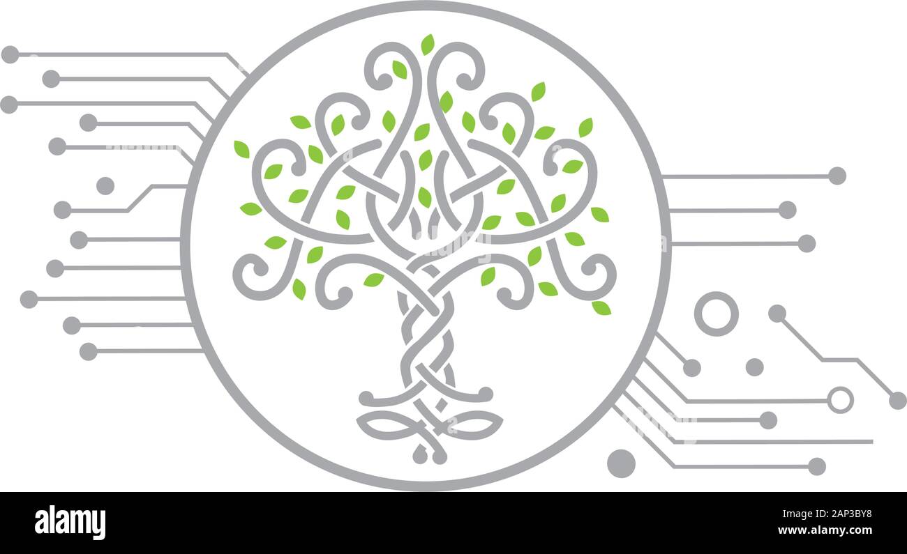 Digital Celtic tree, vector graphic design element Stock Vector