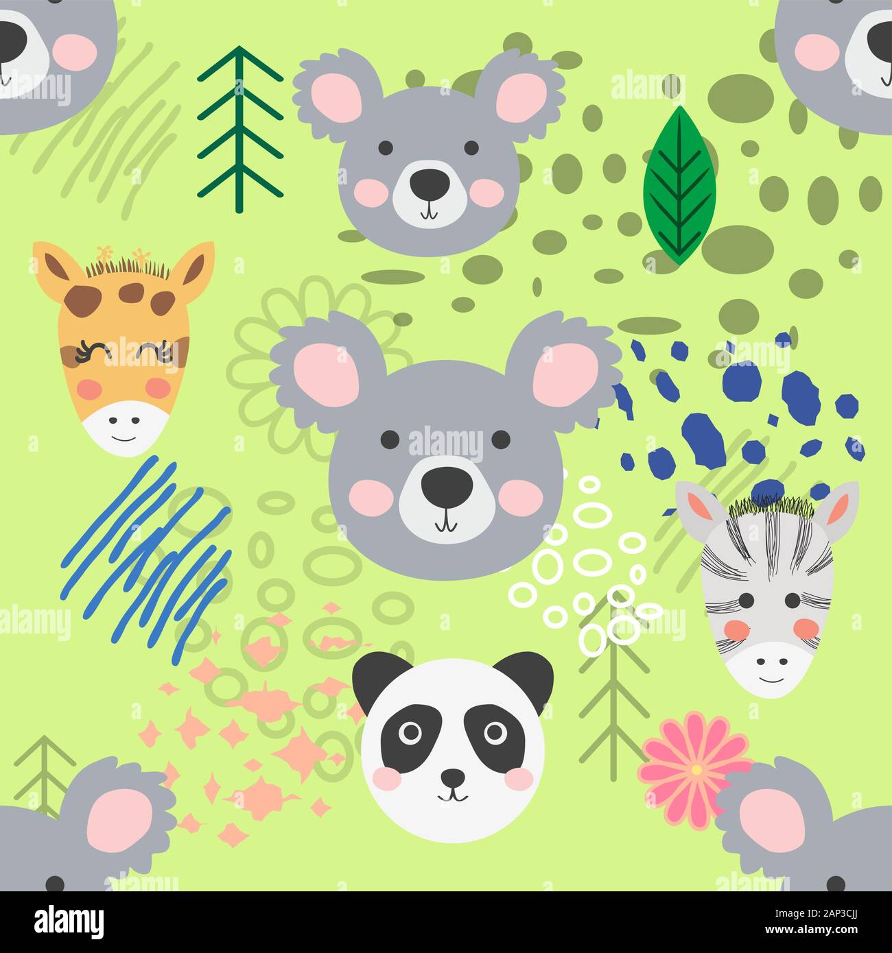 forest animal seamless pattern. hand drawn illustration Stock Vector ...