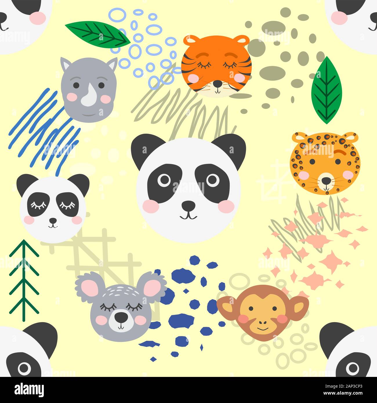 forest animal seamless pattern. hand drawn illustration Stock Vector ...