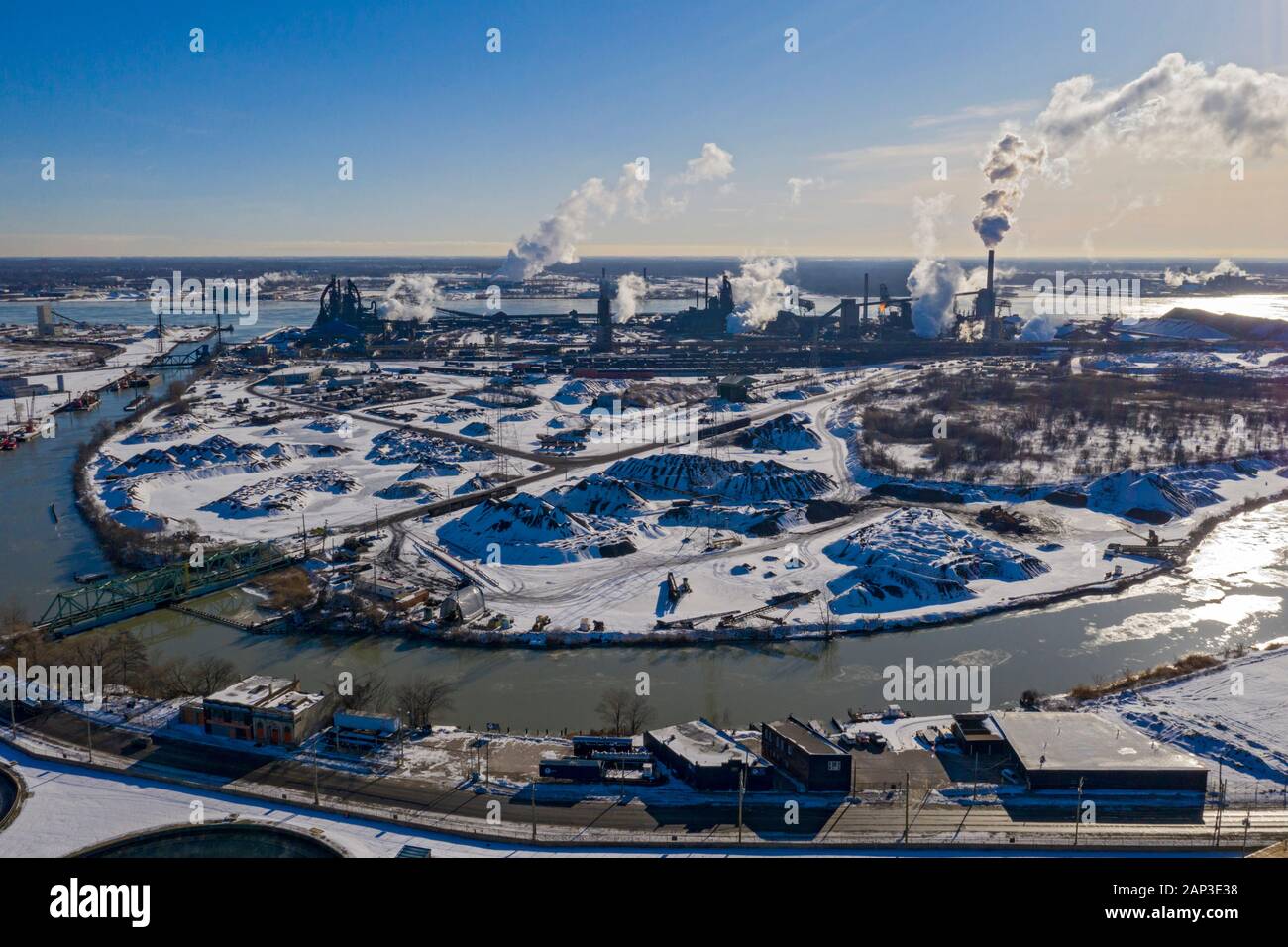 River Rouge, Michigan - The United States Steel plant on Zug Island, part of the company's Great Lakes Works. US Steel plans to close most of Great La Stock Photo