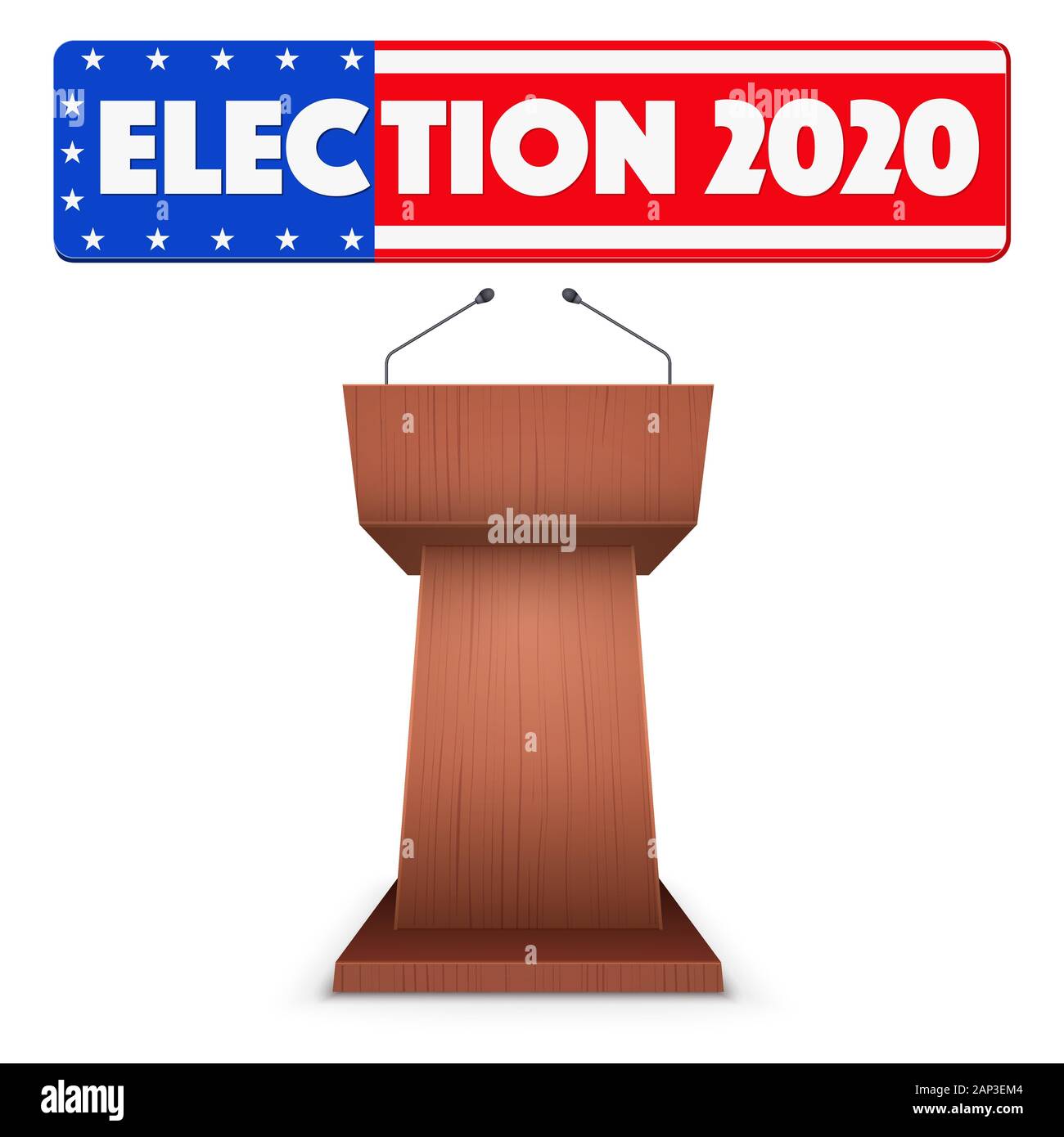 Podium Tribune with Symbol of USA Election 2020 Stock Vector