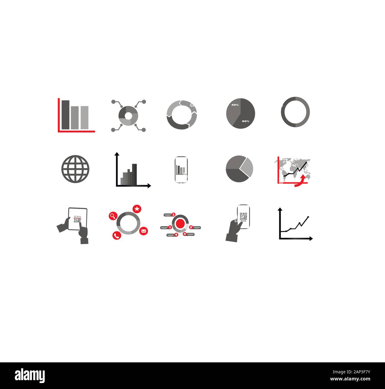 Collection of flat business icons infographic close-up isolated Stock Vector