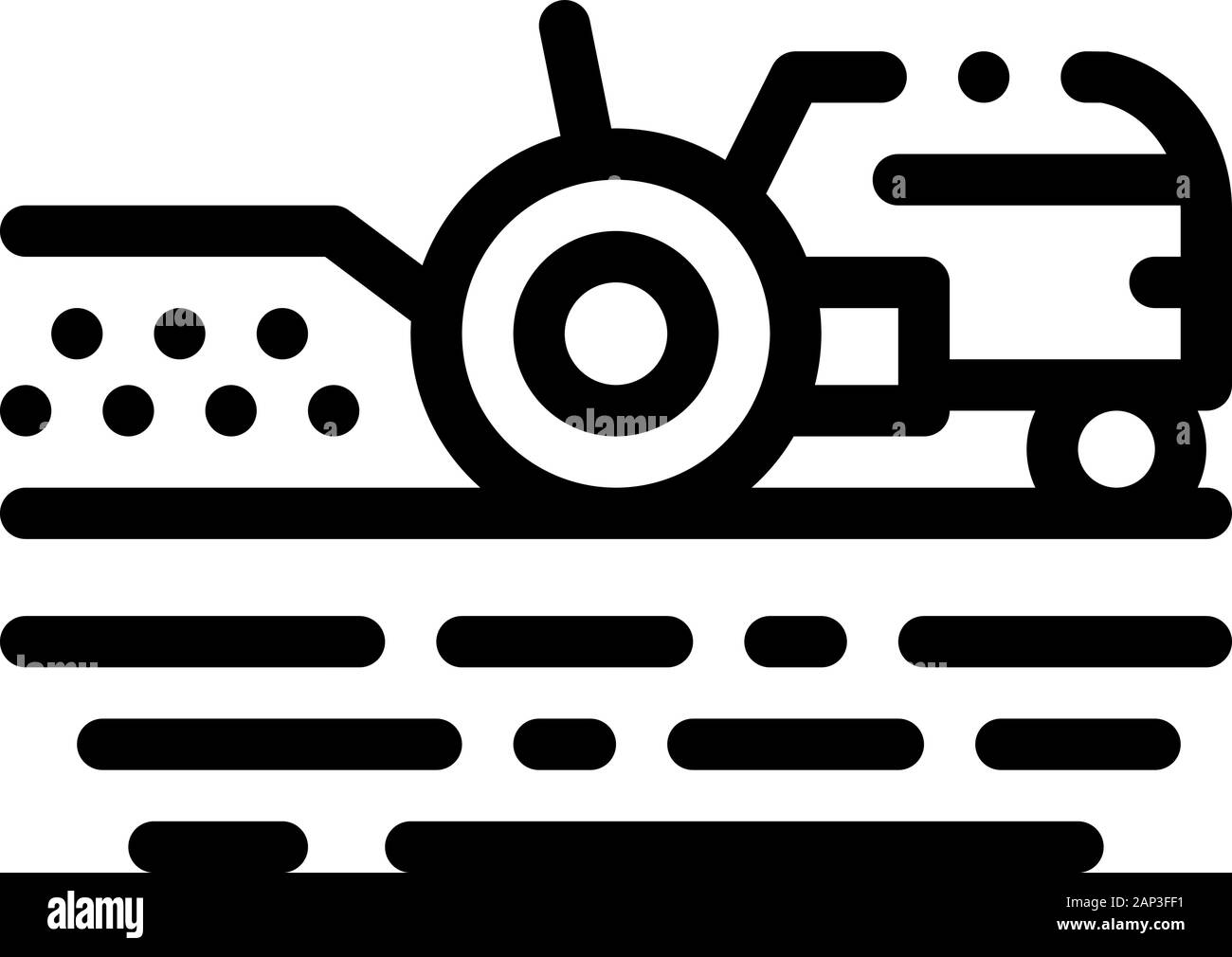 Tractor On Field Icon Vector Outline Illustration Stock Vector Image ...