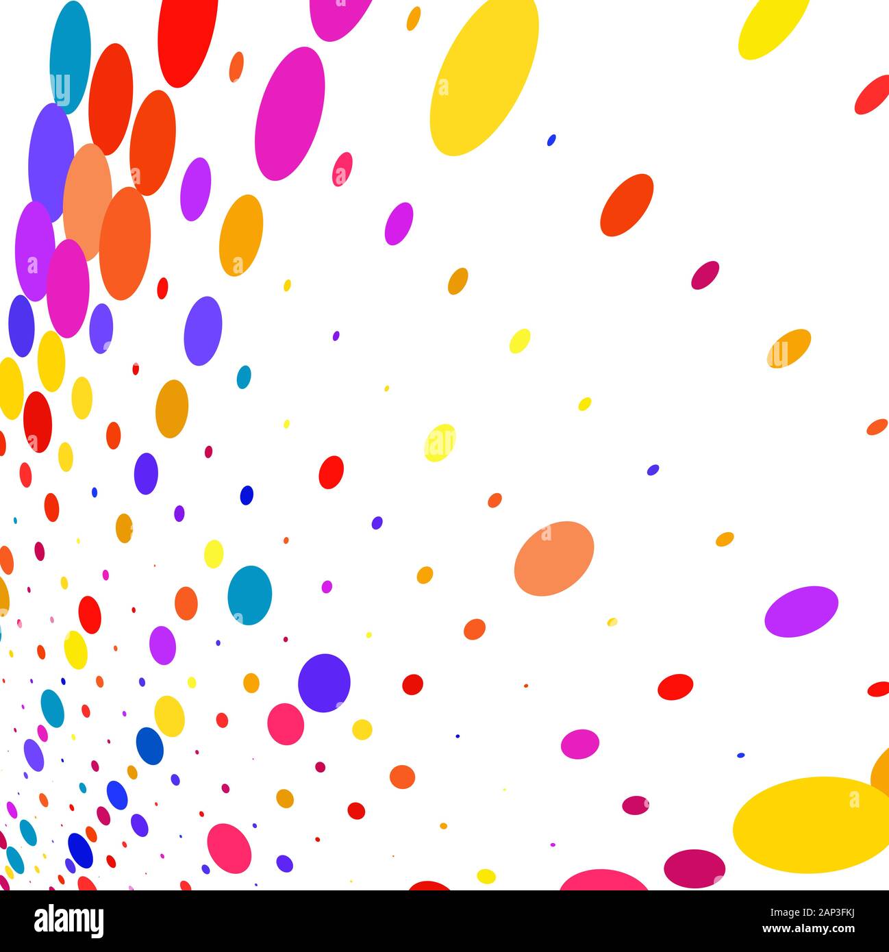 Multicolored polka dots on a white background Stock Vector