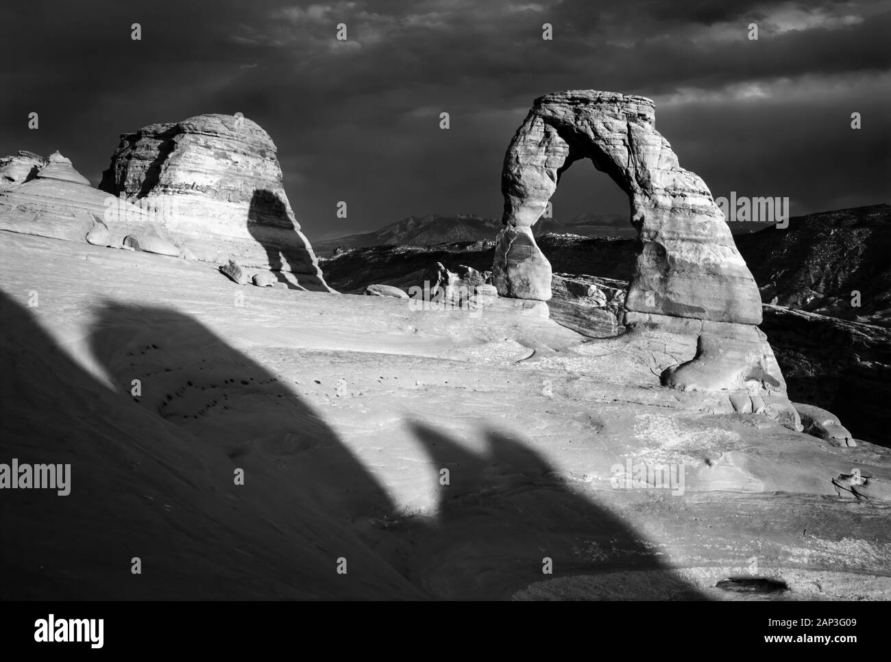 Dramatic sunset at Delicate Arch in Arches National Park, Moab, Utah. (USA) Stock Photo