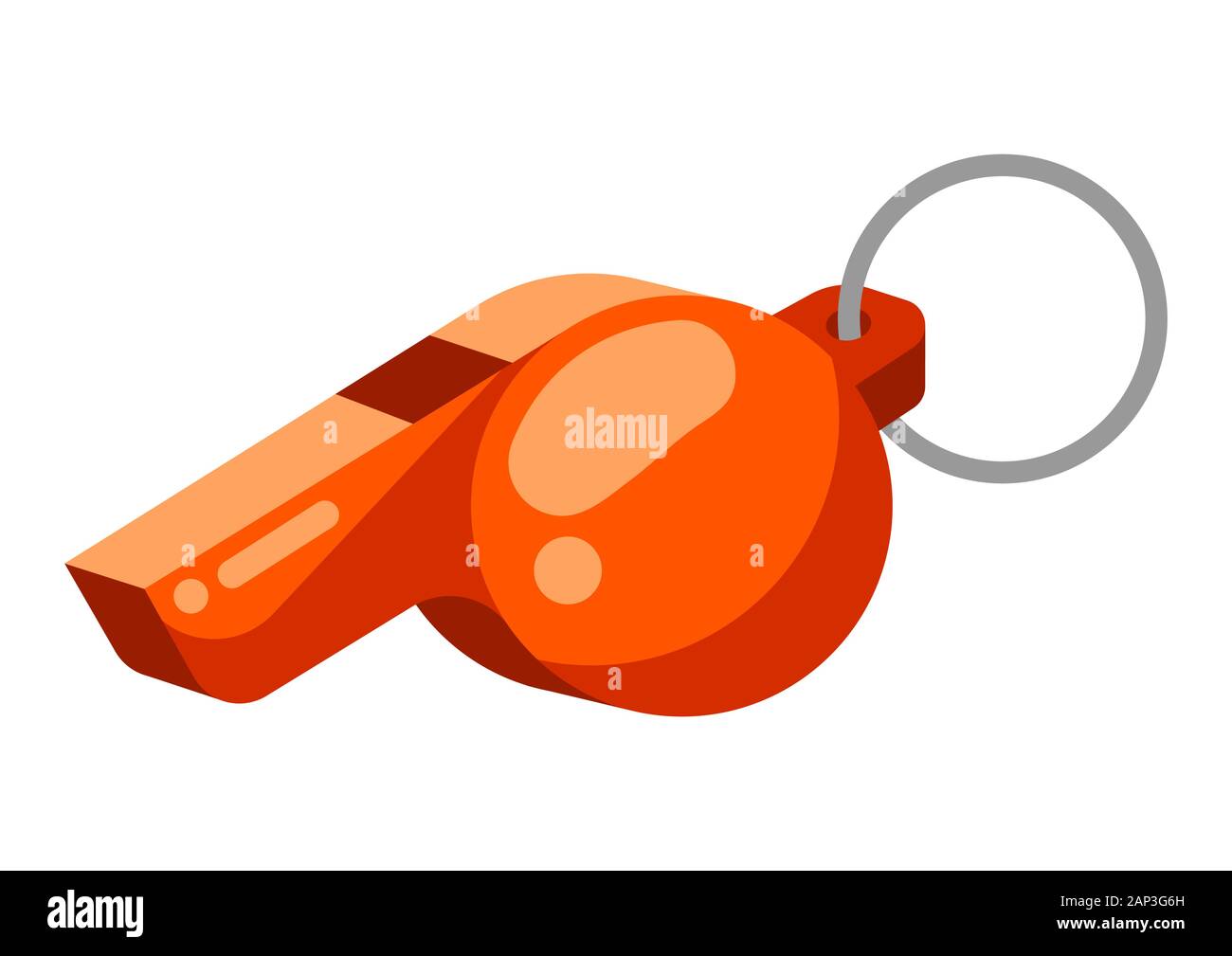 Icon of referee whistle in flat style. Stock Vector