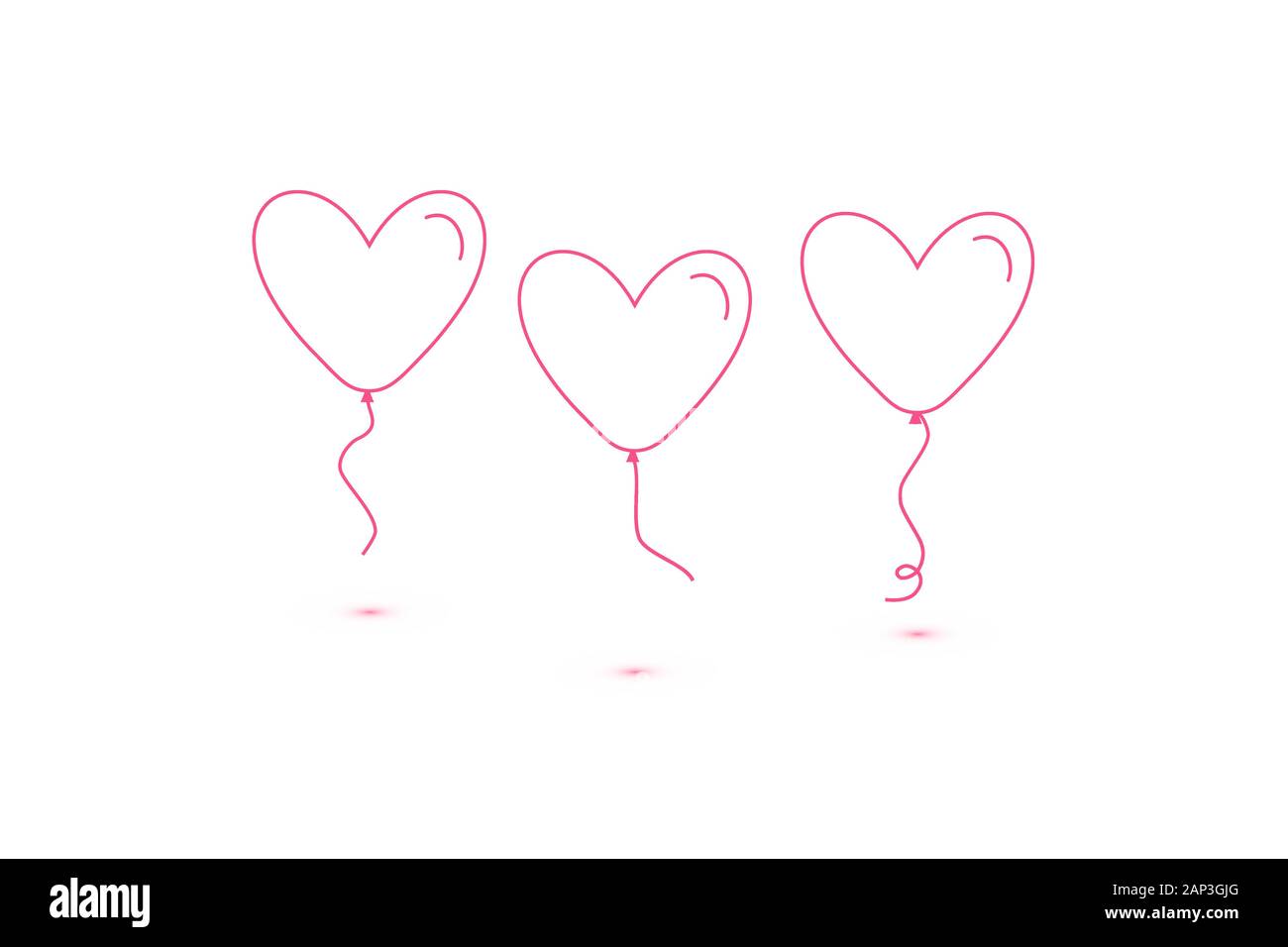 Set ofHearts balloon isolated single linear icon for websites and ...
