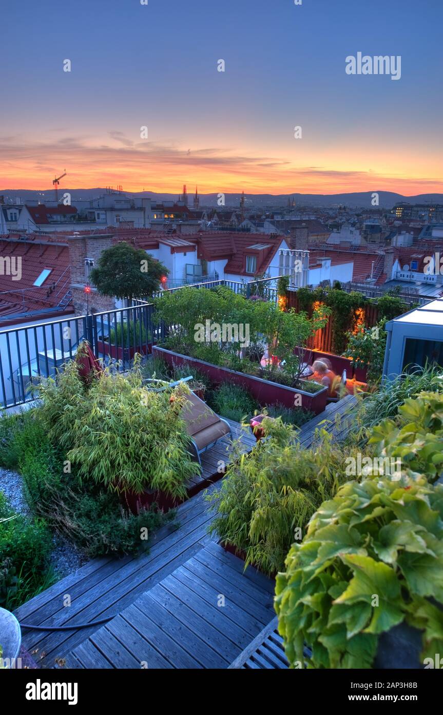 Wien, Dachgarten - Vienna, Rooftop Garden Stock Photo