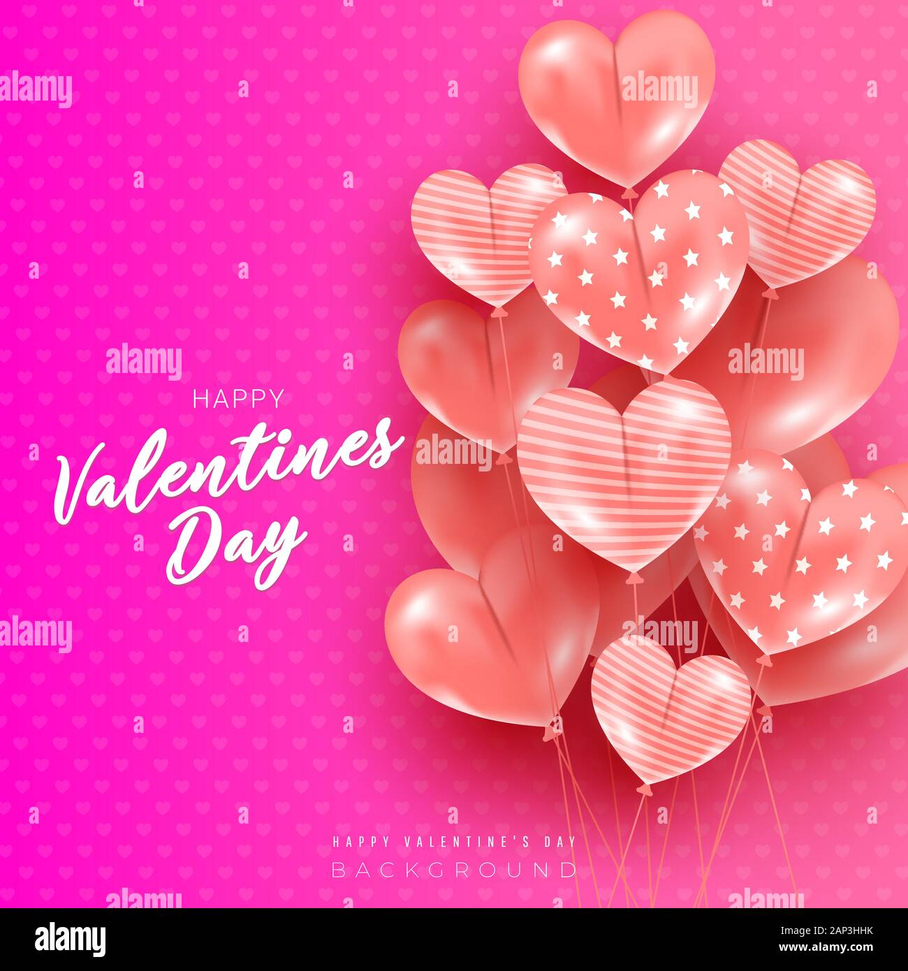 Happy valentines day background with heart shaped balloons with ...
