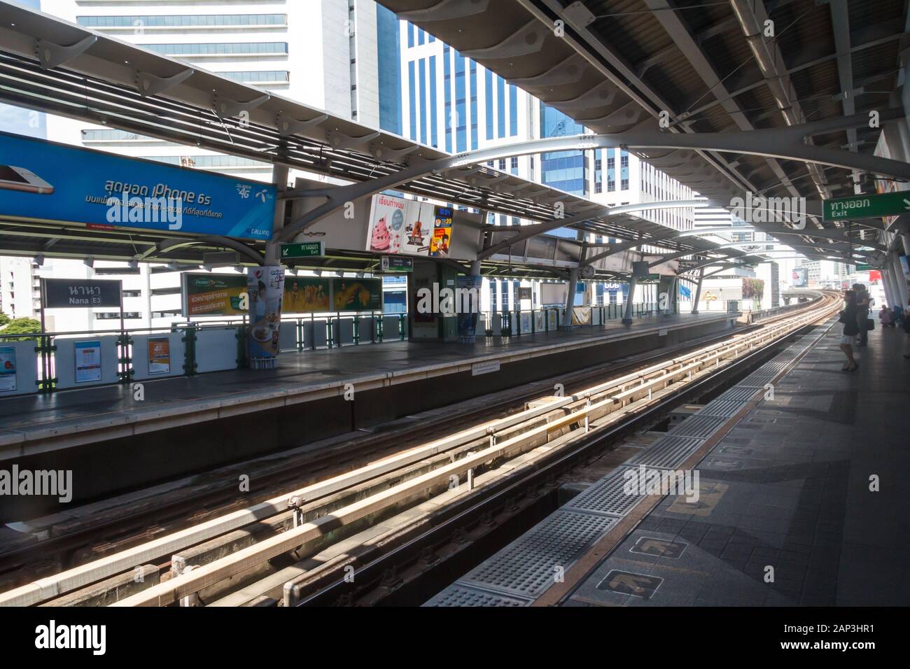 Bangkok, Thailand - September 29th 2016: BTS sky train station at Nana. This is known as the Sukhumvit line. Stock Photo