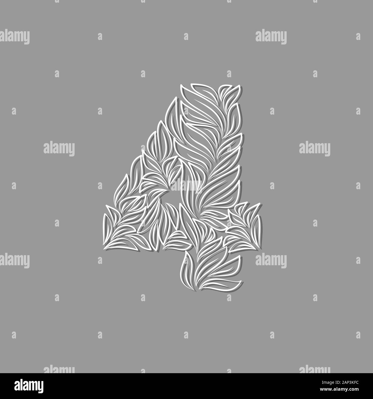 Number 4 leaves Black and White Stock Photos Images Alamy