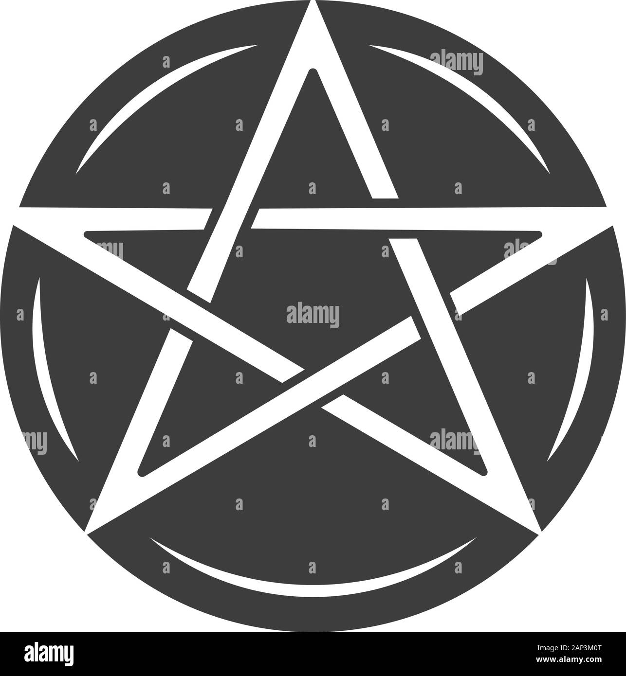 Pentagram glyph icon. Occult ritual pentacle. Devil star. Satanic cult, wiccan & pagan silhouette symbol. Witchcraft, esoteric and diabolic sign. Myst Stock Vector