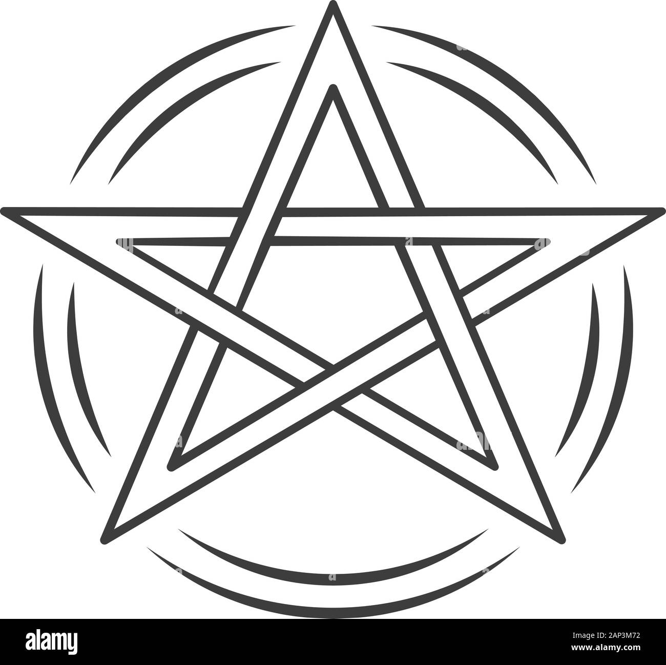 Pentagram linear icon. Thin line illustration. Occult ritual pentacle. Devil star. Satanic cult, wiccan & pagan symbol. Witchcraft, esoteric sign. Vec Stock Vector