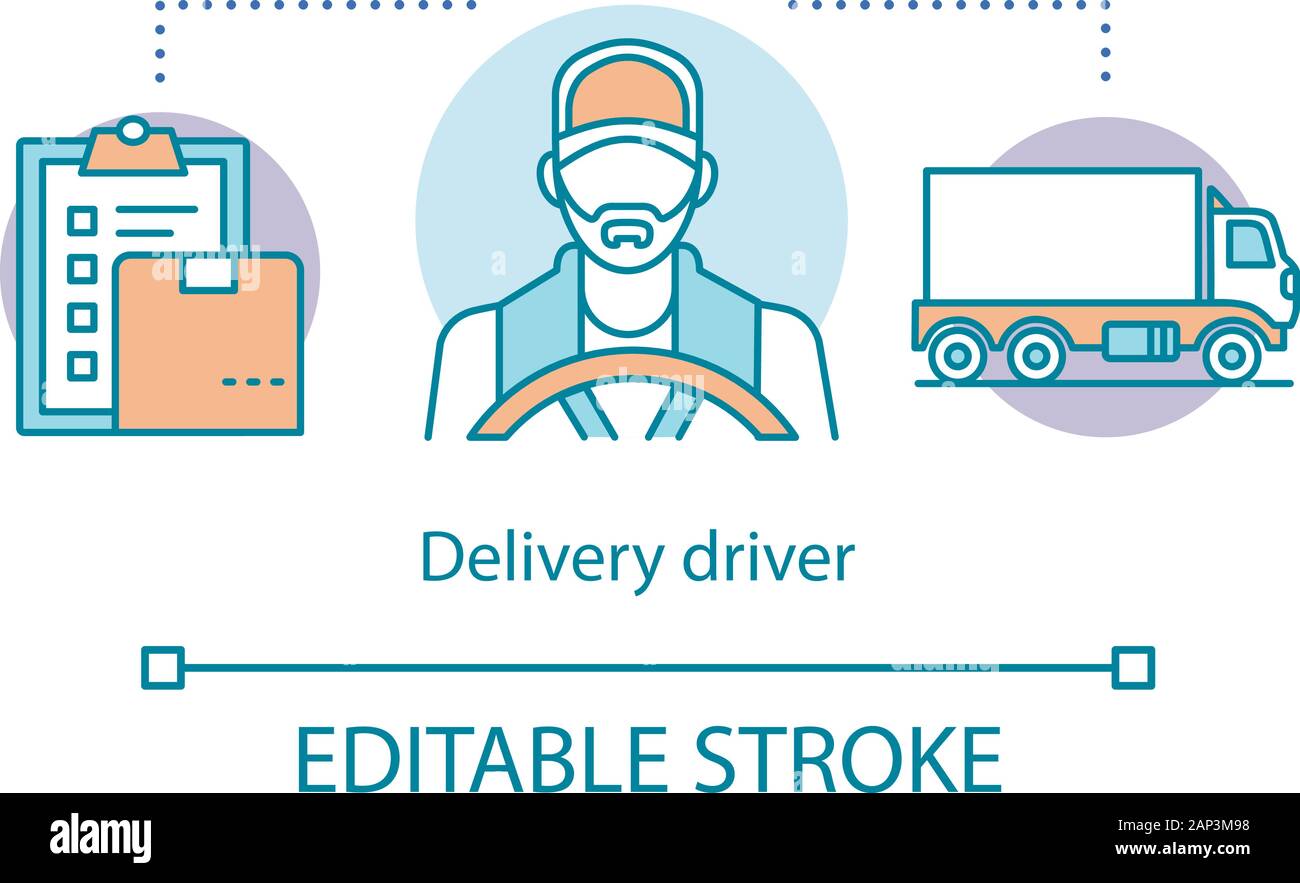 Delivery driver concept icon. Service worker idea thin line
