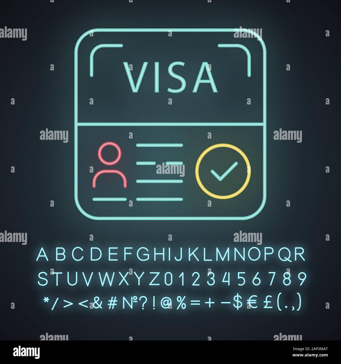 Start up visa neon light icon. Temporary residence permit. Travel ...