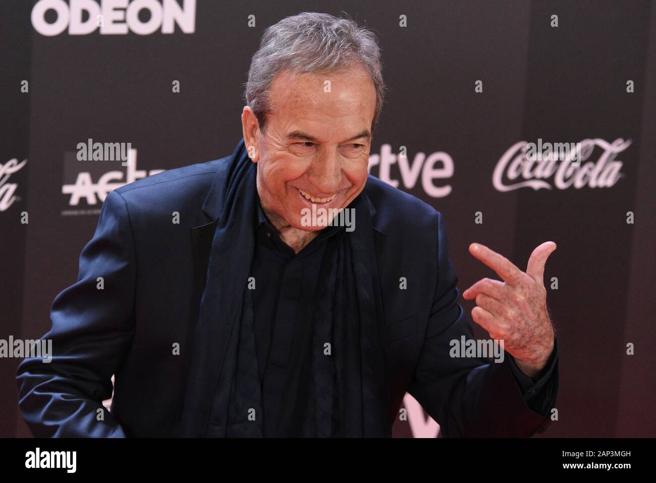 Spanish singer Jose Luis Perales attends a photocall prior to the Odeon Music Awards gala at the Royal Theater in Madrid. Stock Photo