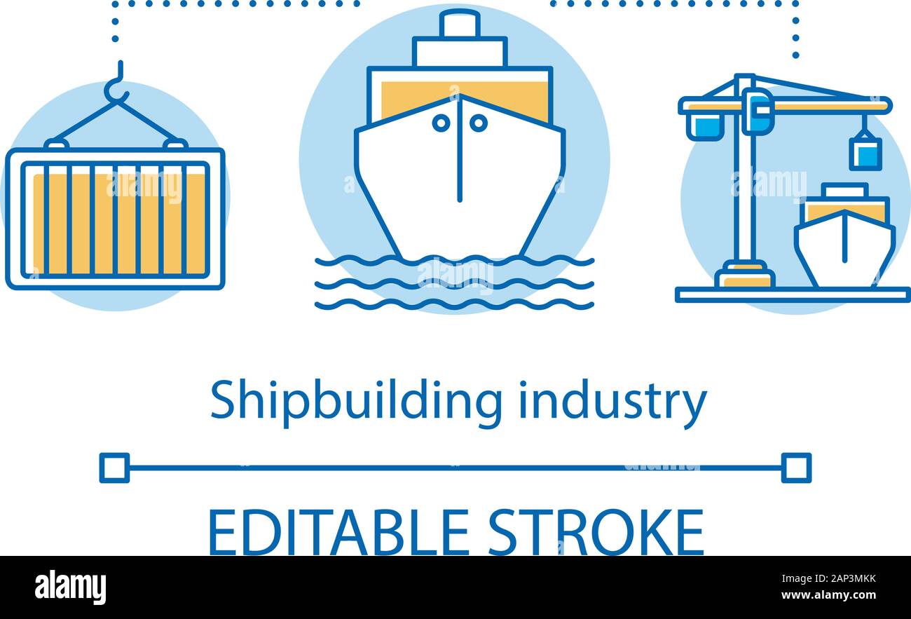 Shipbuilding industry concept icon. Shipping sector. Maritime transport ...