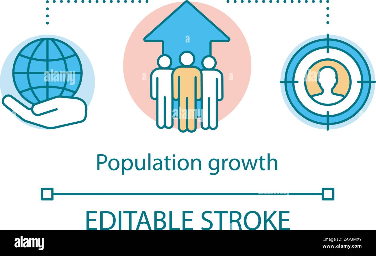 World human population growth concept icon. Overpopulation idea thin