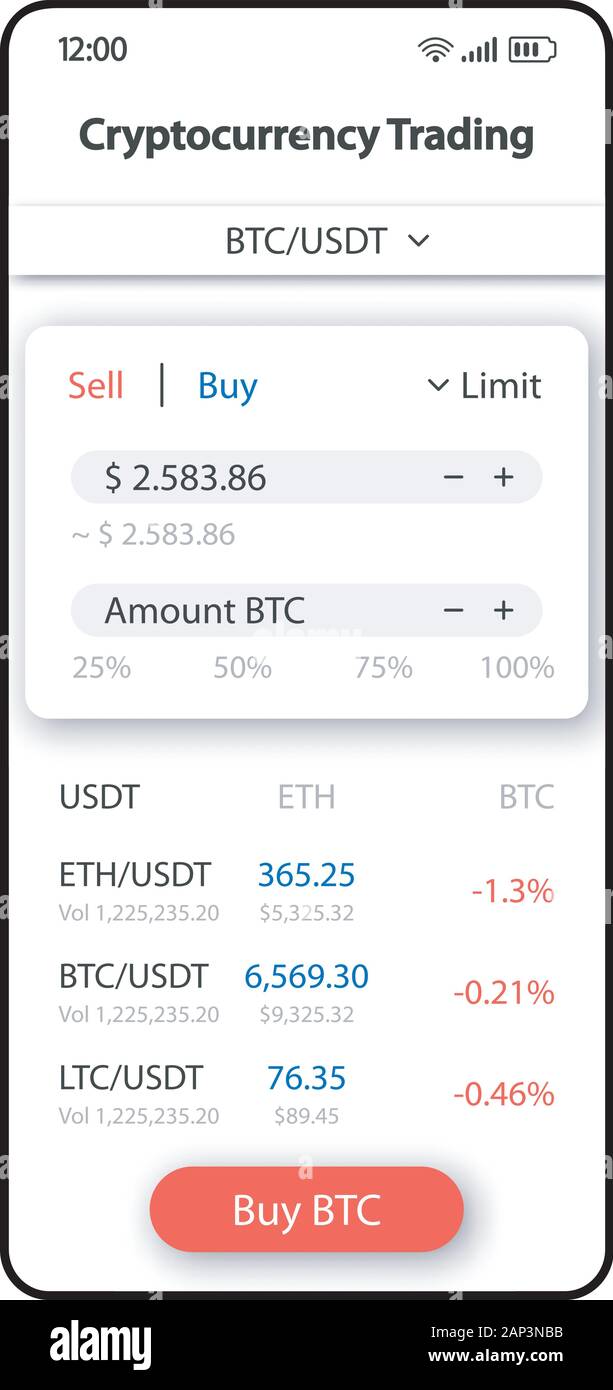 Cryptocurrency trading smartphone interface vector template. Mobile app  page white design layout. User financial account screen. Flat UI for  applicati Stock Vector Image & Art - Alamy
