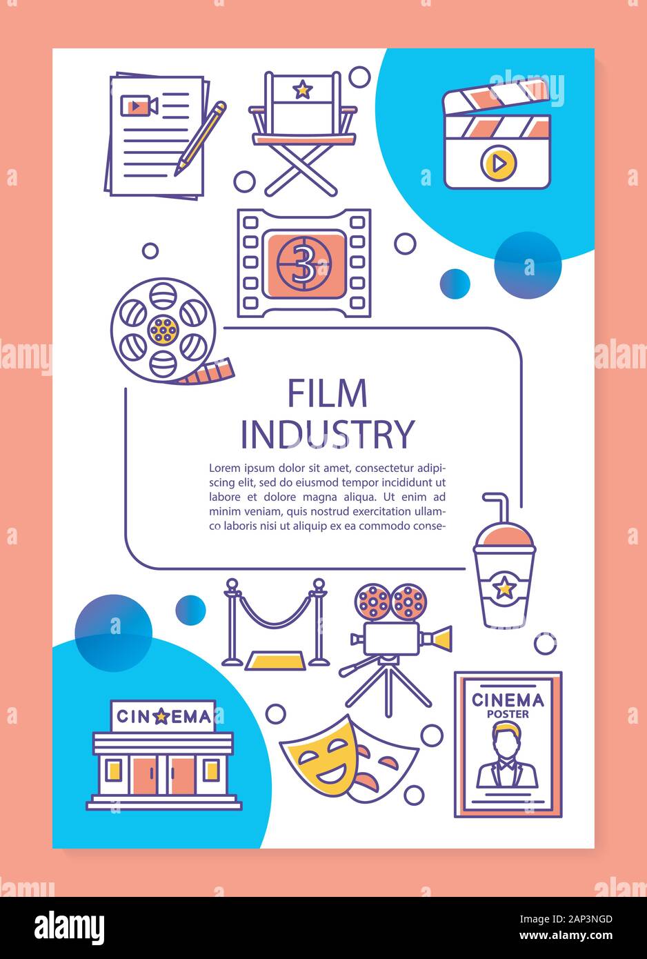 Film industry poster template layout. Cinematography, video production Film industry poster template layout. Cinematography, video production